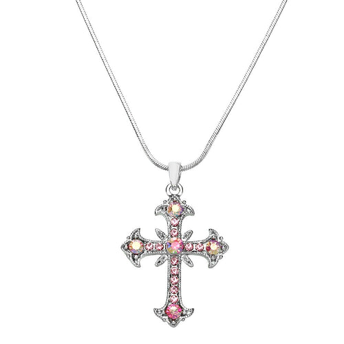 Pink Cross Pendant Necklace