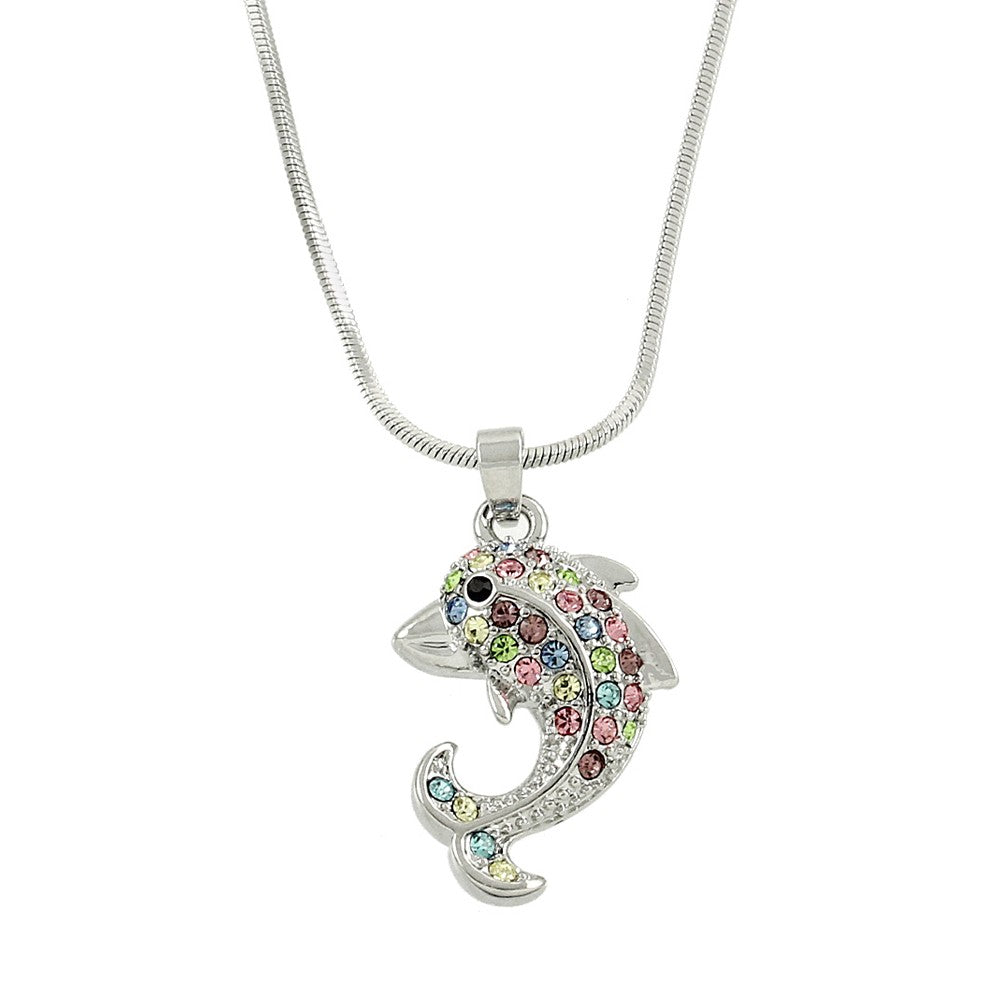 Multicolor Dolphin Pendant Necklace
