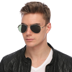 Aviator Sunglasses Classic - Polarized - Black Frame - Grey