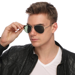 Aviator Sunglasses Classic - Polarized - Black Frame - Grey