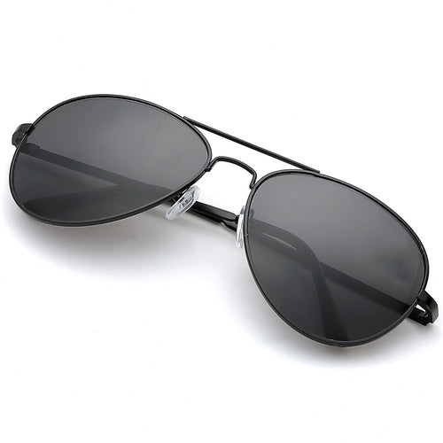 Aviator Sunglasses Classic - Polarized - Black Frame - Grey