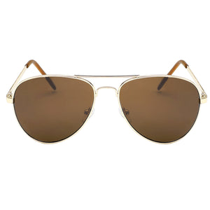 Aviator Sunglasses Classic - Non-Polarized - Gold Frame - Brown