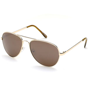 Aviator Sunglasses Classic - Non-Polarized - Gold Frame - Brown