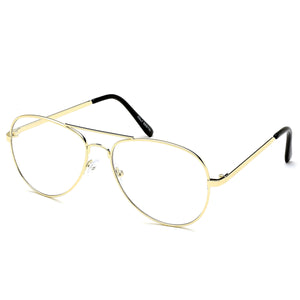 Aviator Sunglasses Classic - Non-Polarized - Gold Frame - Clear