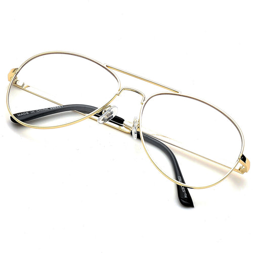 Aviator Sunglasses Classic - Non-Polarized - Gold Frame - Clear
