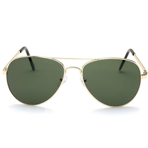 Aviator Sunglasses Classic - Non-Polarized - Gold Frame - Dark Green