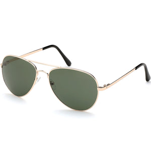 Aviator Sunglasses Classic - Non-Polarized - Gold Frame - Dark Green