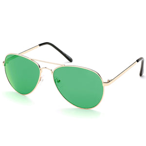 Aviator Sunglasses Classic - Non-Polarized - Gold Frame - Emerald