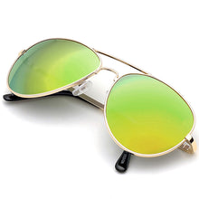 Load image into Gallery viewer, Aviator Sunglasses Classic - Non-Polarized - Gold Frame - Green/Lime Mirror