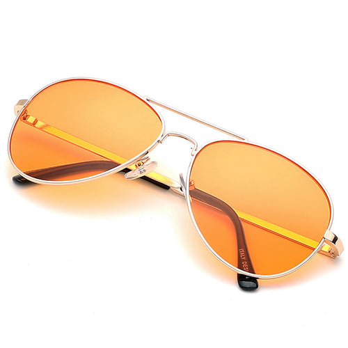 Aviator Sunglasses Classic - Non-Polarized - Gold Frame - Orange