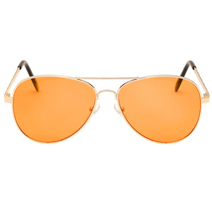 Aviator Sunglasses Classic - Non-Polarized - Gold Frame - Orange