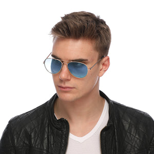 Aviator Sunglasses Classic - Non-Polarized - Gold Frame - Sky Blue