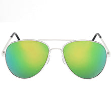 Load image into Gallery viewer, Aviator Sunglasses Classic - Non-Polarized - Silver Frame - Green/Lime Mirror