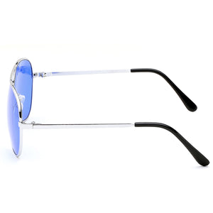 Aviator Sunglasses Classic - Non-Polarized - Silver Frame - Royal Blue