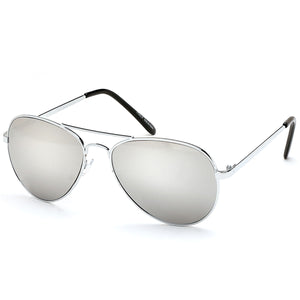 Aviator Sunglasses Classic - Non-Polarized - Silver Frame - Metallic Silver
