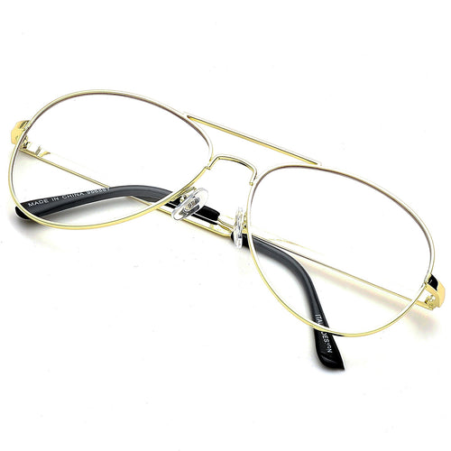 Aviator Sunglasses Classic - Non-Polarized - Yellow Gold Frame - Clear