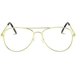 Aviator Sunglasses Classic - Non-Polarized - Yellow Gold Frame - Clear