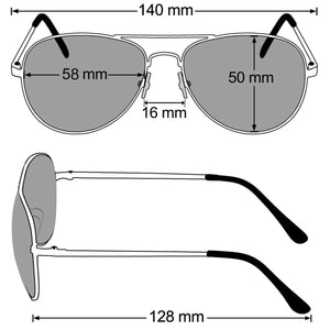Aviator Sunglasses Classic - Non-Polarized - Gold Frame - Blue/Purple Mirror