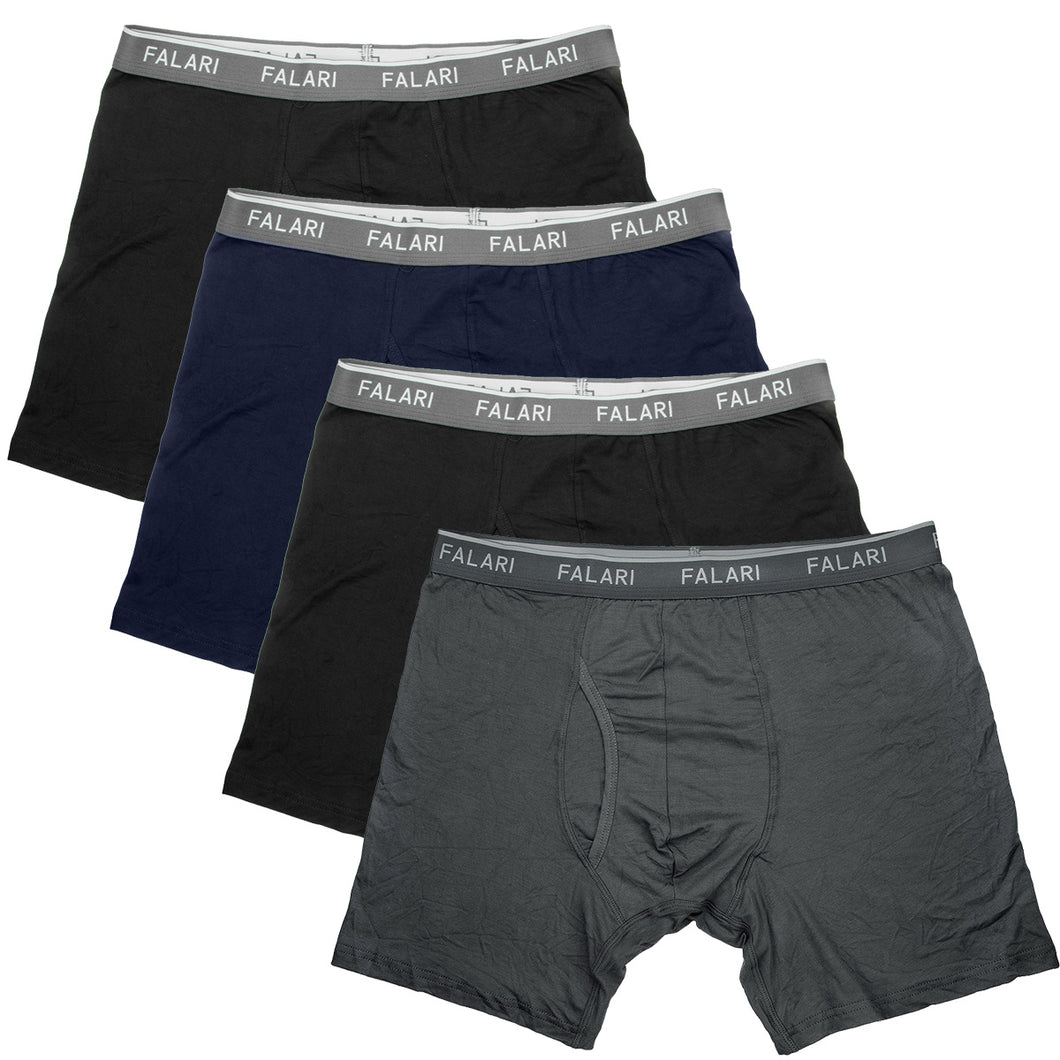Falari Men's 4-Pack Bamboo Rayon Ultra Soft Lightweight Breathable Boxer Briefs Underwear