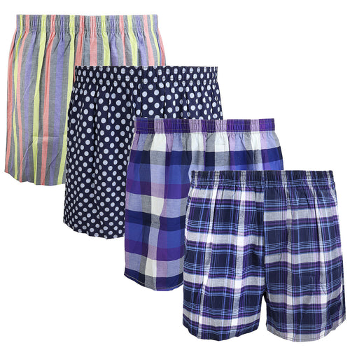 Falari 4-Pack Men's Boxer Underwear 100% Cotton Premium Quality 368-02