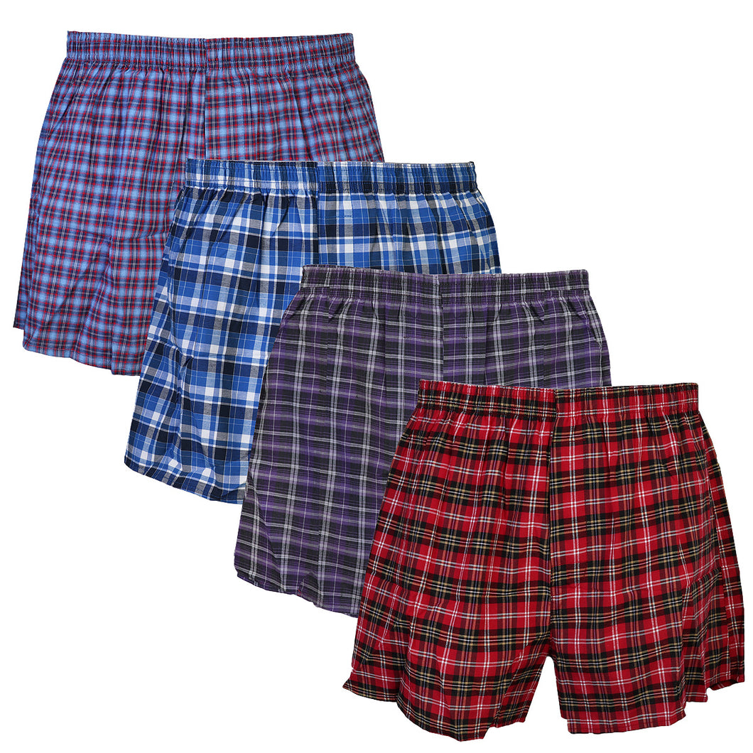 Falari 4-Pack Men's Boxer Underwear 100% Cotton Premium Quality 368-04