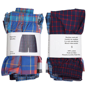 Falari 4-Pack Men's Boxer Underwear 100% Cotton Premium Quality 368-07