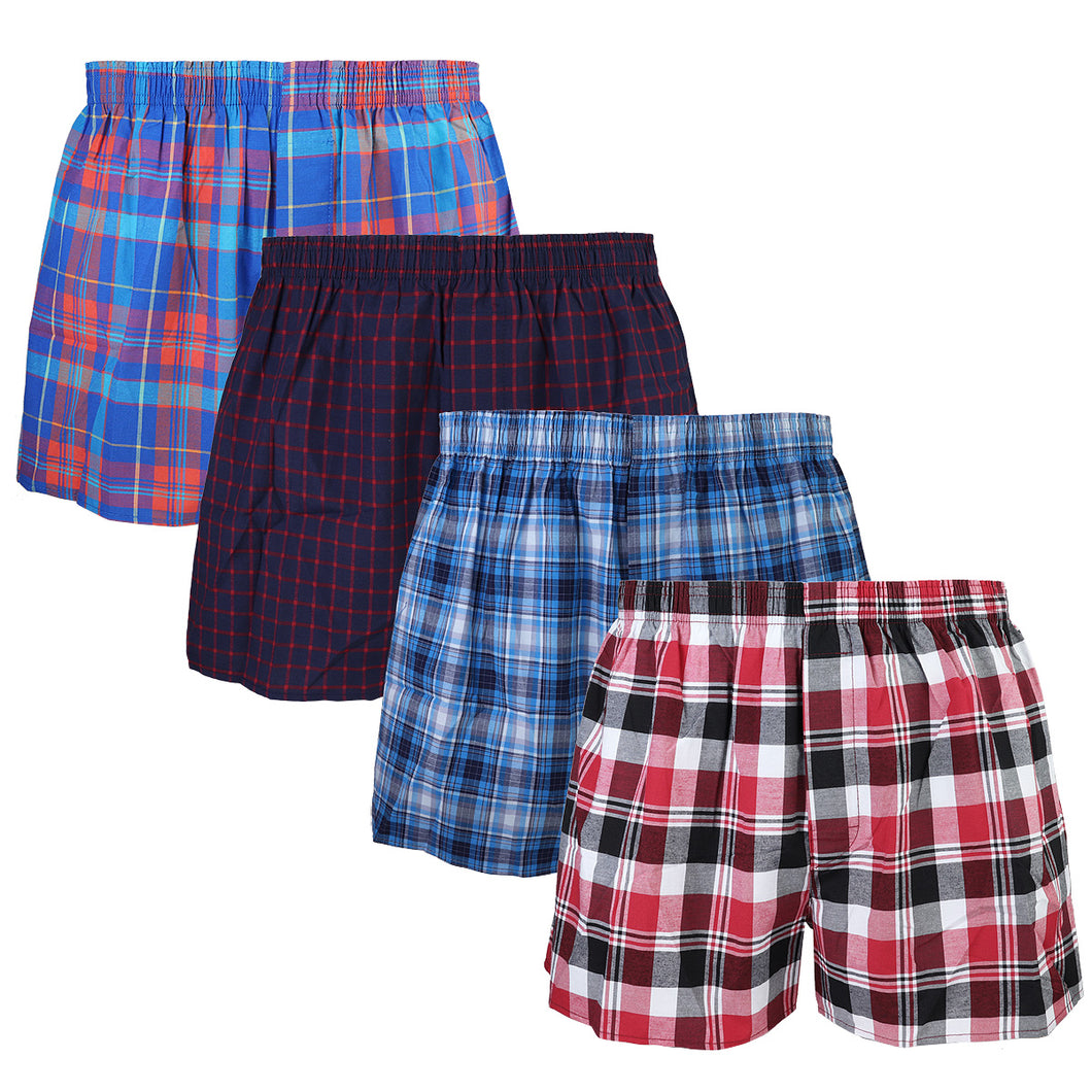 Falari 4-Pack Men's Boxer Underwear 100% Cotton Premium Quality 368-07