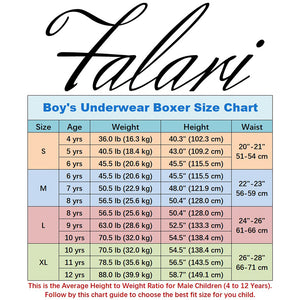 Falari 4-Pack Boy Boxer Underwear 100% Cotton Premium Quality