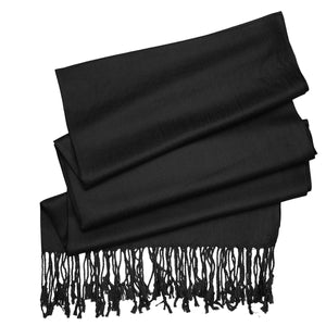 Women's Soft Solid Color Pashmina Shawl Wrap Scarf - Black