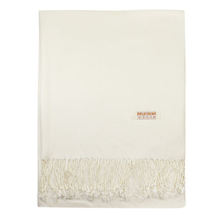 Women's Soft Solid Color Pashmina Shawl Wrap Scarf - Off White