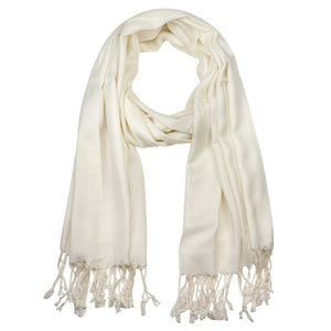 Women's Soft Solid Color Pashmina Shawl Wrap Scarf - Off White