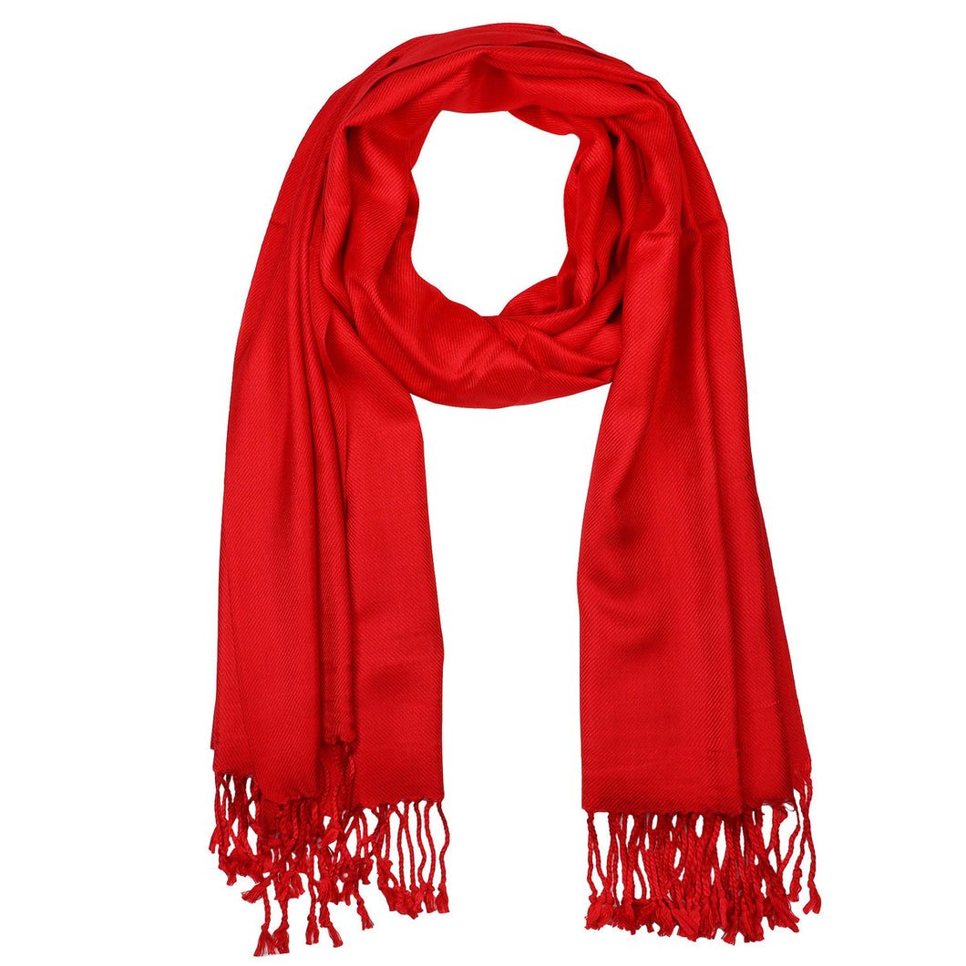 Women's Soft Solid Color Pashmina Shawl Wrap Scarf - Red