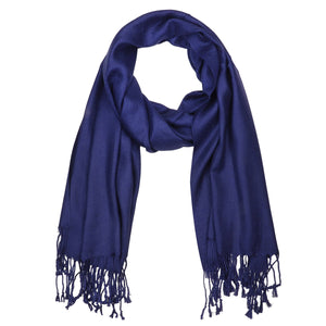 Women's Soft Solid Color Pashmina Shawl Wrap Scarf - Navy