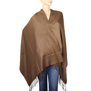 Women's Soft Solid Color Pashmina Shawl Wrap Scarf - Light Brown