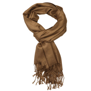 Women's Soft Solid Color Pashmina Shawl Wrap Scarf - Light Brown