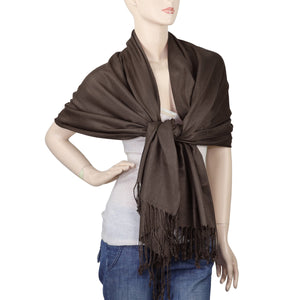 Women's Soft Solid Color Pashmina Shawl Wrap Scarf - Dark Brown