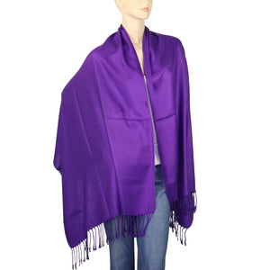 Women's Soft Solid Color Pashmina Shawl Wrap Scarf - Violet Purple