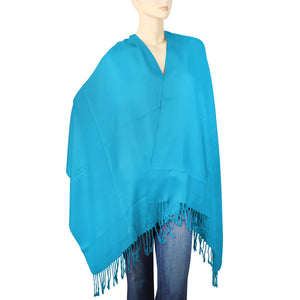 Women's Soft Solid Color Pashmina Shawl Wrap Scarf - Turquoise