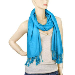 Women's Soft Solid Color Pashmina Shawl Wrap Scarf - Turquoise
