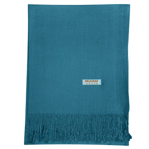 Women's Soft Solid Color Pashmina Shawl Wrap Scarf - Teal Blue