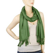 Load image into Gallery viewer, Women&#39;s Soft Solid Color Pashmina Shawl Wrap Scarf - Olive
