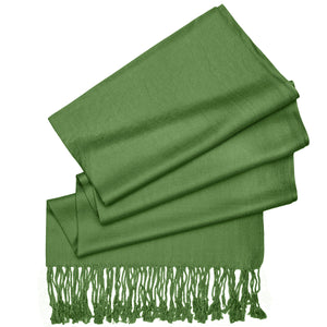 Women's Soft Solid Color Pashmina Shawl Wrap Scarf - Olive