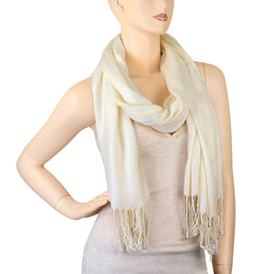 Women's Soft Solid Color Pashmina Shawl Wrap Scarf - Ivory