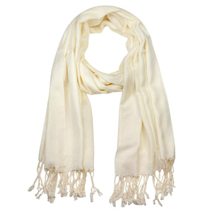 Women's Soft Solid Color Pashmina Shawl Wrap Scarf - Ivory