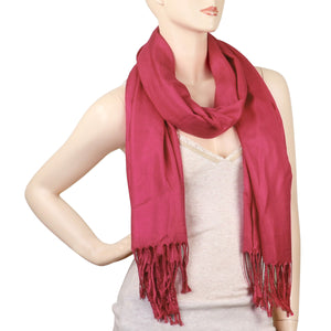 Women's Soft Solid Color Pashmina Shawl Wrap Scarf - Coral Pink