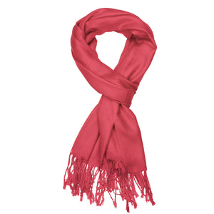 Women's Soft Solid Color Pashmina Shawl Wrap Scarf - Coral Pink