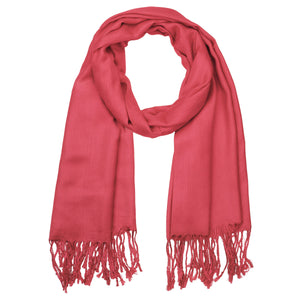 Women's Soft Solid Color Pashmina Shawl Wrap Scarf - Coral Pink