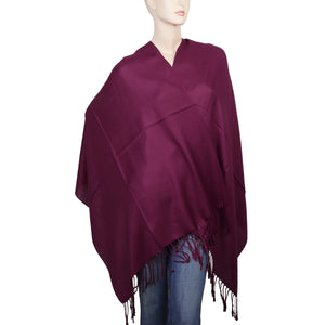 Women's Soft Solid Color Pashmina Shawl Wrap Scarf - Wine