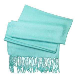 Women's Soft Solid Color Pashmina Shawl Wrap Scarf - Aqua Blue
