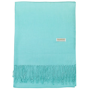 Women's Soft Solid Color Pashmina Shawl Wrap Scarf - Aqua Blue
